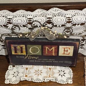 Wood Inspirational Home Sign with Black Metal Sign Topper
